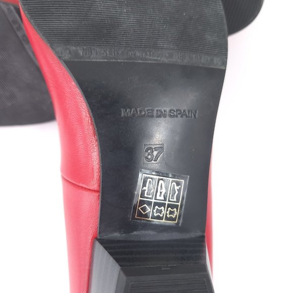 Zeddea Red Sheep Leather Bienvenida Round Toe Block Heel Cabin Shoes Comfort 6 - Picture 10 of 11